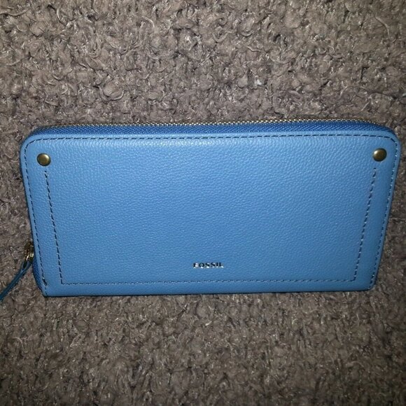 FOSSIL-TORI-Zip Clutch-Wallet-Caribbean Blue-New with Tag - Picture 2 of 6